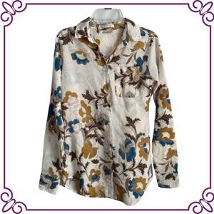 Van Heusen Woman's Floral Fitted Long Sleeve Blouse XXS